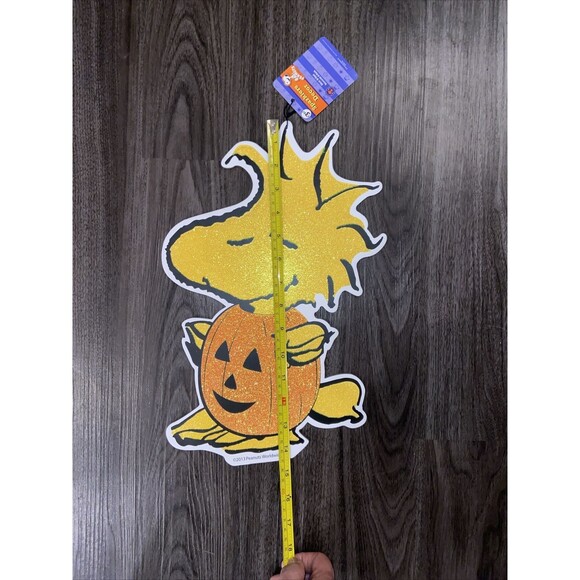 Peanuts Halloween 15" Decoration Window Die Cut 3pc Set Glitter Snoopy NWT / NOS - Picture 11 of 14